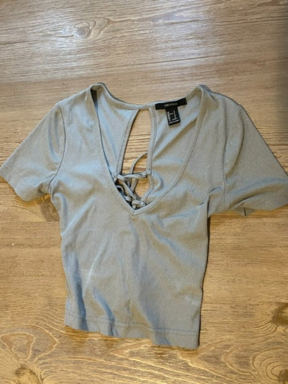 Forever21 Tie Open Back Crop Shirt
